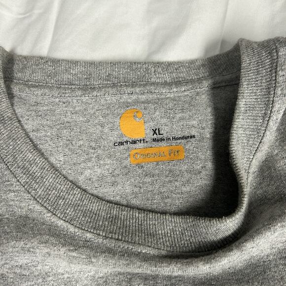 Carhartt Spell Out Chest Logo Original Fit Gray Long Sleeve Shirt Men’s XL - Picture 6 of 8
